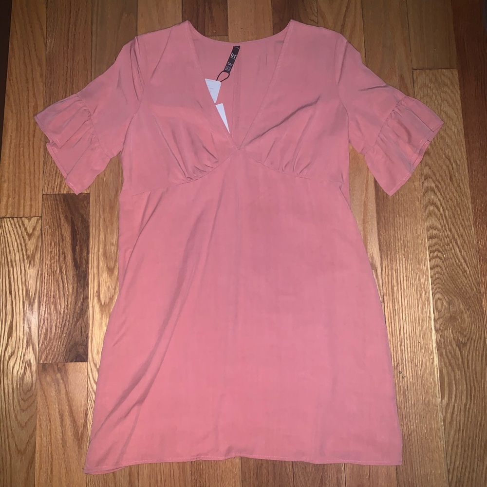 Zara Salmon Ruffle Sleeve Babydoll dress